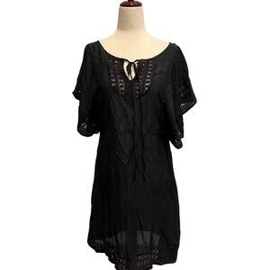 HD IN PARIS Women's Crochet Lace Coverup Dress Size 6 In black